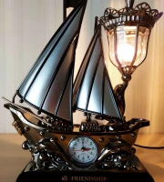 Vintage Pirates Ship Table Lamp and Alarm Clock