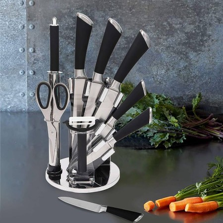 8 PCS Premium Stainless Steel Knife Set With Rotating Acryic Stand