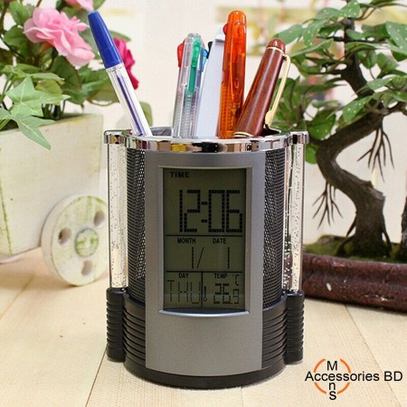 Led Digital Clock Pen Holder