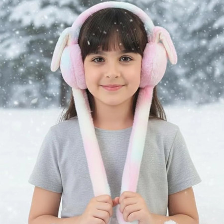 Plush Bunny Ear Muffs -1 pc
